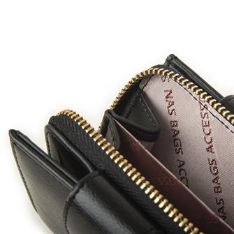 Nas Bag Kadın Çift Kapaklı Mini Cüzdan Siyah Nero 