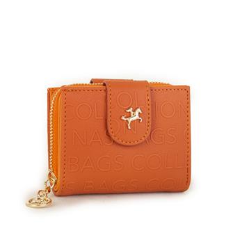 Nas Bag Kadın Çift Kapaklı Mini Cüzdan Turuncu Gofraj