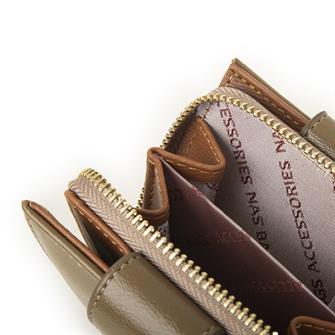 Nas Bag Kadın Çift Kapaklı Mini Cüzdan Yeşil Taba Nero 