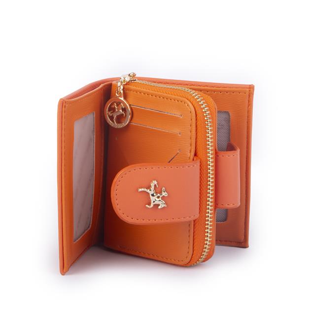 Nas Bag Kadın Çift Kapaklı Mini Cüzdan Turuncu Dona 