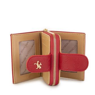 Nas Bag Kadın Çift Kapaklı Mini Cüzdan Kırmızı Camel Gofraj