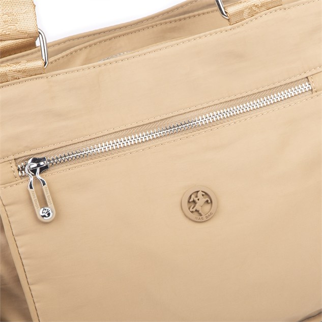 Nas Bag Kadın Çok Bölmeli Orta Boy Çapraz Omuz Çantası (30x24 cm) Kum