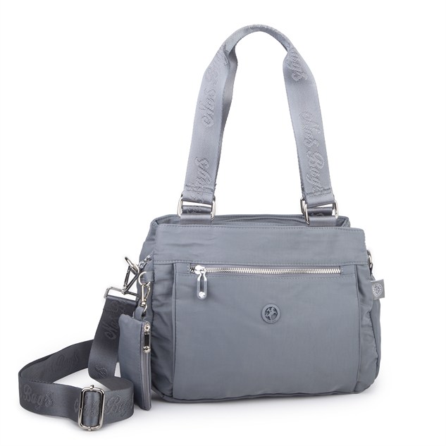 Nas Bag Kadın Çok Bölmeli Orta Boy Çapraz Omuz Çantası (30x24 cm) Gri