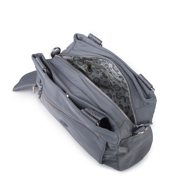 Nas Bag Kadın Çok Bölmeli Orta Boy Çapraz Omuz Çantası (30x24 cm) Gri