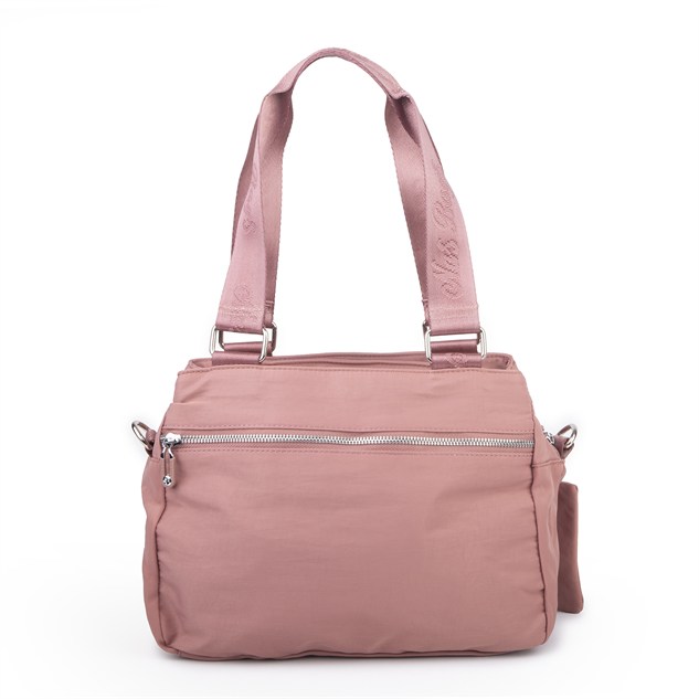 Nas Bag Kadın Çok Bölmeli Orta Boy Çapraz Omuz Çantası (30x24 cm) Gül Kurusu