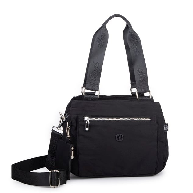 Nas Bag Kadın Çok Bölmeli Orta Boy Çapraz Omuz Çantası (30x24 cm) Siyah