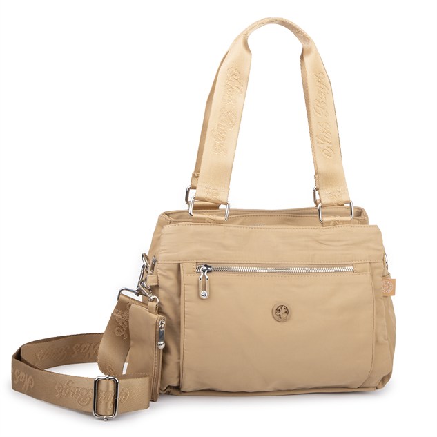 Nas Bag Kadın Çok Bölmeli Orta Boy Çapraz Omuz Çantası (30x24 cm) Kum