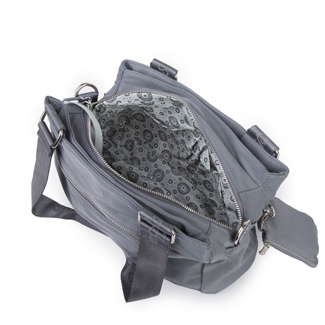 Nas Bag Kadın Çok Bölmeli Orta Boy Çapraz Omuz Çantası (30x24 cm) Gri