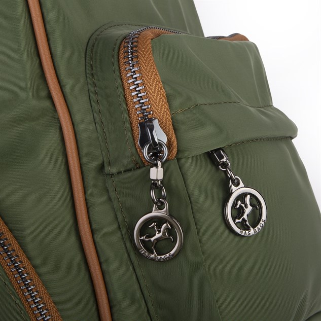 Nas Bag Kadın Çok Cepli Sırt Çantası (en :30cm x boy:34) Haki Taba