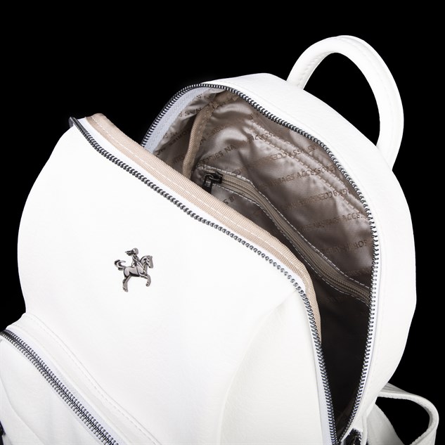 Nas Bag Kadın Çok Cepli Sırt Çantası (en :30cm x boy:34) Beyaz Victoria