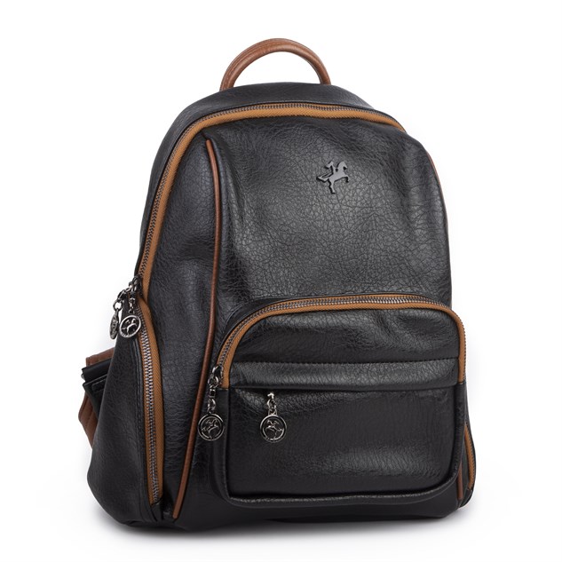 Nas Bag Kadın Çok Cepli Sırt Çantası (en :30cm x boy:34) Siyah Taba Victoria