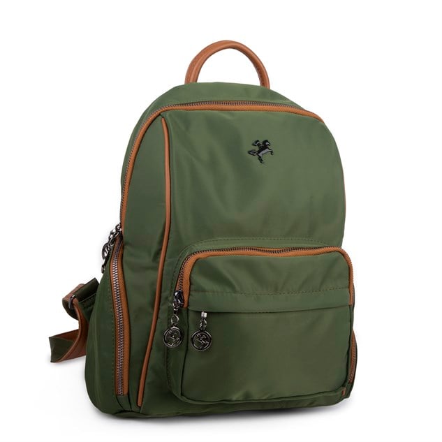 Nas Bag Kadın Çok Cepli Sırt Çantası (en :30cm x boy:34) Haki Taba