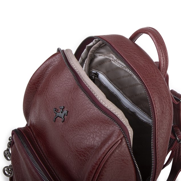 Nas Bag Kadın Çok Cepli Sırt Çantası (en :30cm x boy:34) Bordo Victoria