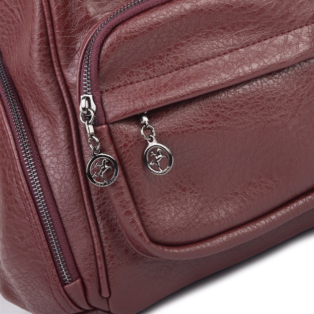 Nas Bag Kadın Çok Cepli Sırt Çantası (en :30cm x boy:34) Bordo Victoria
