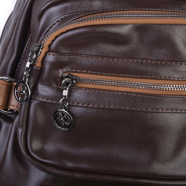 Nas Bag Kadın Çok Gözlü Büyük Boy  Sırt Çantası Kahve  Taba