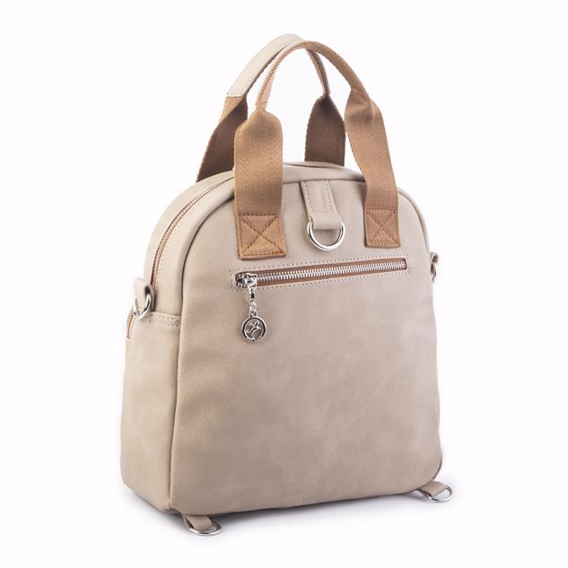 Nas Bag Kadın Çok Gözlü Dönüştürülebilir El Omuz ve Sırt Çantası Kum Taba King  ( en : 28 cm; boy :25c m)