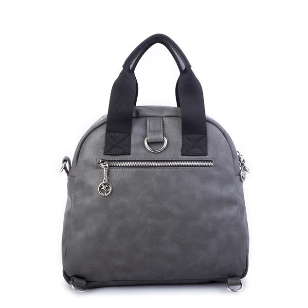 Nas Bag Kadın Çok Gözlü Dönüştürülebilir El Omuz ve Sırt Çantası Gri Siyah  King ( en : 28 cm; boy :25c m)