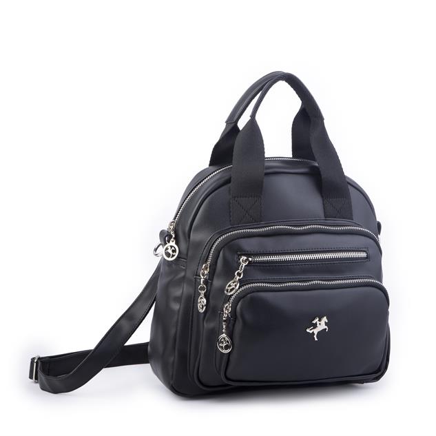 Nas Bag Kadın Çok Gözlü Dönüştürülebilir El Omuz ve Sırt Çantası Siyah Nero    ( en : 28 cm; boy :25c m)