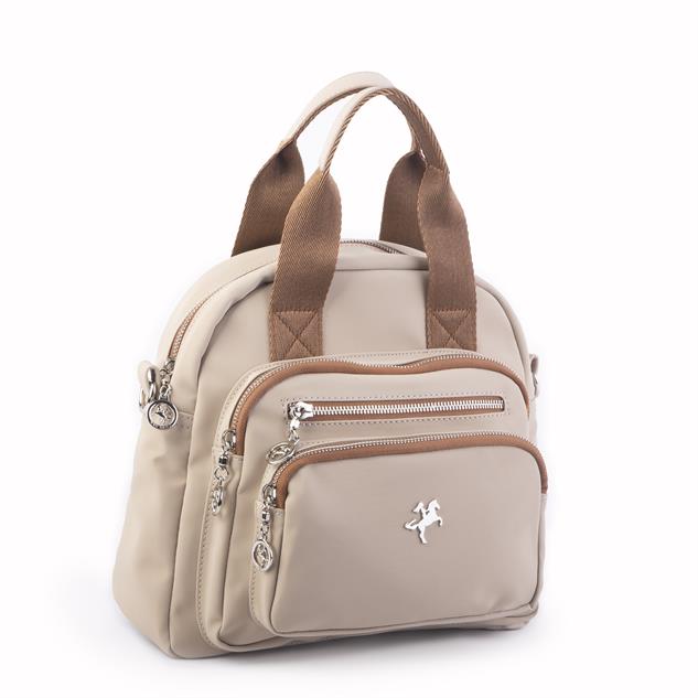 Nas Bag Kadın Çok Gözlü Dönüştürülebilir El Omuz ve Sırt Çantası Kum Taba Buzzy  ( en : 28 cm; boy :25c m)