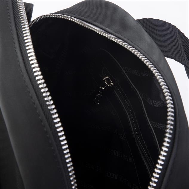 Nas Bag Kadın Çok Gözlü Dönüştürülebilir El Omuz ve Sırt Çantası Siyah Buzzy  ( en : 28 cm; boy :25c m)