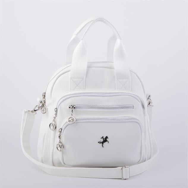 Nas Bag Kadın Çok Gözlü Dönüştürülebilir El Omuz ve Sırt Çantası Beyaz  King  ( en : 28 cm; boy :25c m)