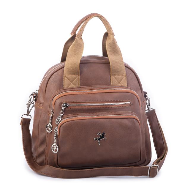 Nas Bag Kadın Çok Gözlü Dönüştürülebilir El Omuz ve Sırt Çantası Taba King  ( en : 28 cm; boy :25c m)