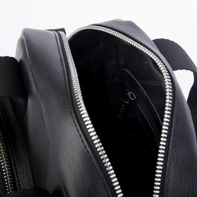 Nas Bag Kadın Çok Gözlü Dönüştürülebilir El Omuz ve Sırt Çantası Siyah Yıkamalı    ( en : 28 cm; boy :25c m)