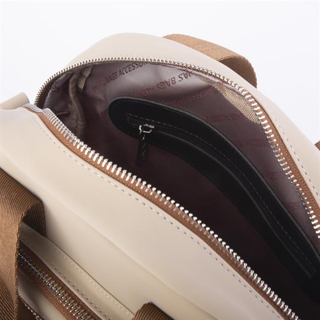 Nas Bag Kadın Çok Gözlü Dönüştürülebilir El Omuz ve Sırt Çantası Kum Taba Buzzy  ( en : 28 cm; boy :25c m)