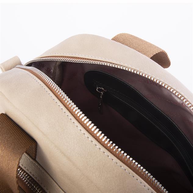 Nas Bag Kadın Çok Gözlü Dönüştürülebilir El Omuz ve Sırt Çantası Kum Taba King  ( en : 28 cm; boy :25c m)