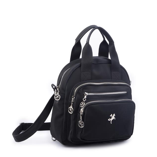 Nas Bag Kadın Çok Gözlü Dönüştürülebilir El Omuz ve Sırt Çantası Siyah Buzzy  ( en : 28 cm; boy :25c m)