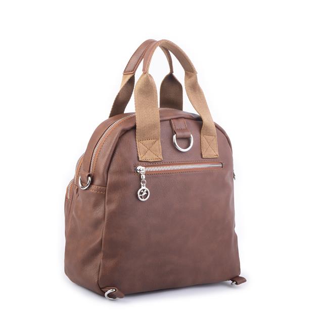 Nas Bag Kadın Çok Gözlü Dönüştürülebilir El Omuz ve Sırt Çantası Taba King  ( en : 28 cm; boy :25c m)