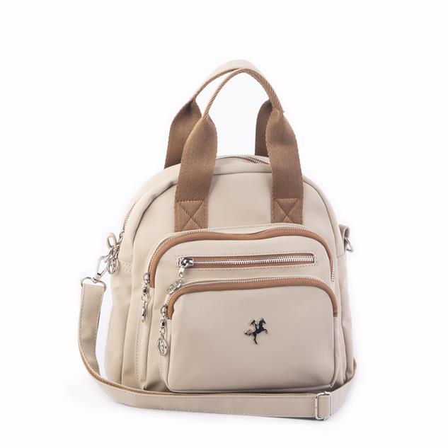 Nas Bag Kadın Çok Gözlü Dönüştürülebilir El Omuz ve Sırt Çantası Kum Taba Buzzy  ( en : 28 cm; boy :25c m)