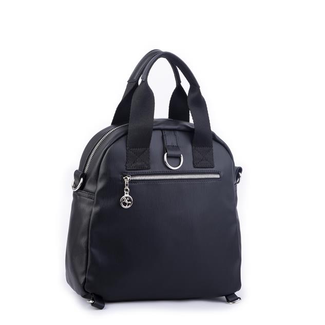 Nas Bag Kadın Çok Gözlü Dönüştürülebilir El Omuz ve Sırt Çantası Siyah Yıkamalı    ( en : 28 cm; boy :25c m)