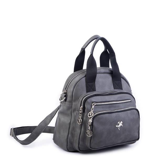 Nas Bag Kadın Çok Gözlü Dönüştürülebilir El Omuz ve Sırt Çantası Gri Siyah  King ( en : 28 cm; boy :25c m)