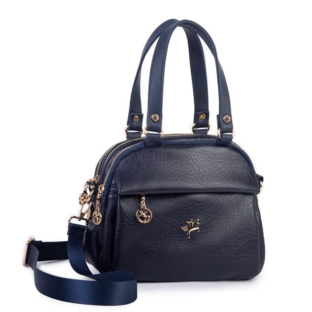 Nas Bag Kadın Çok Gözlü El Omuz ve Çapraz Çantası ( 25x20 cm) Lacivert Victoria
