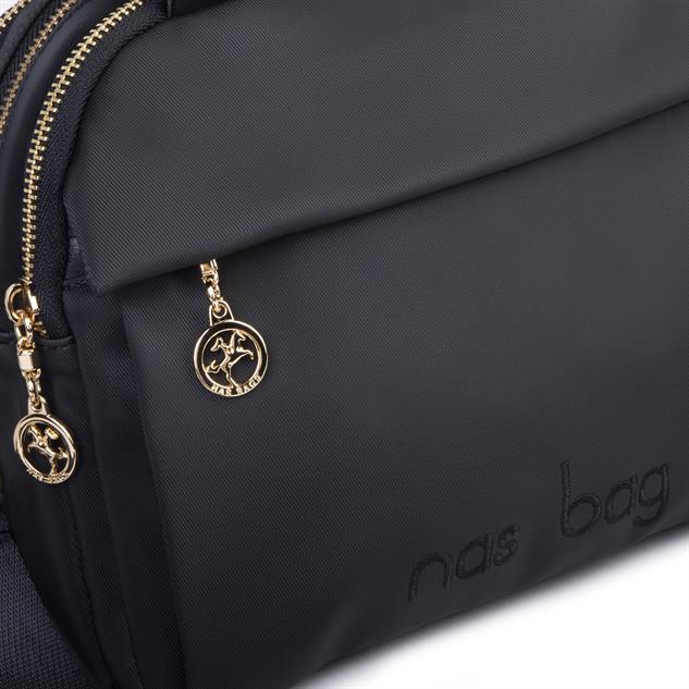 Nas Bag Kadın Çok Gözlü El Omuz ve Çapraz Çantası ( 25x20 cm) Siyah Buzzy
