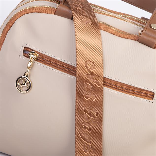 Nas Bag Kadın Çok Gözlü El Omuz ve Çapraz Çantası ( 25x20 cm) Kum Taba Buzzy