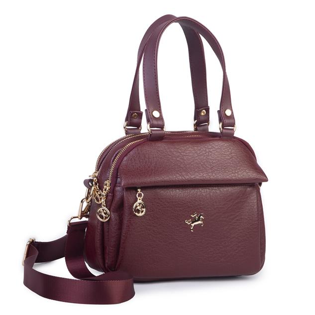 Nas Bag Kadın Çok Gözlü El Omuz ve Çapraz Çantası ( 25x20 cm) Bordo Victoria