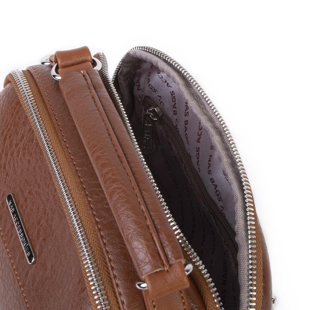 Nas Bag Kadın Çok Gözlü Mini El ve Çapraz Çanta Taba Victoria