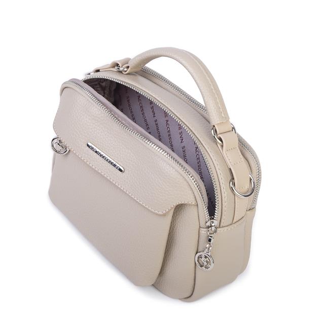 Nas Bag Kadın Çok Gözlü Mini El ve Çapraz Çanta Kum Victoria