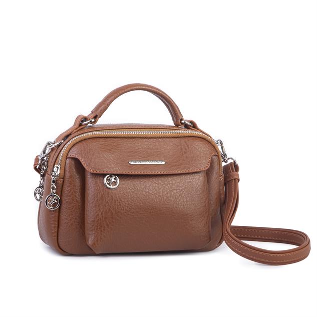 Nas Bag Kadın Çok Gözlü Mini El ve Çapraz Çanta Taba Victoria