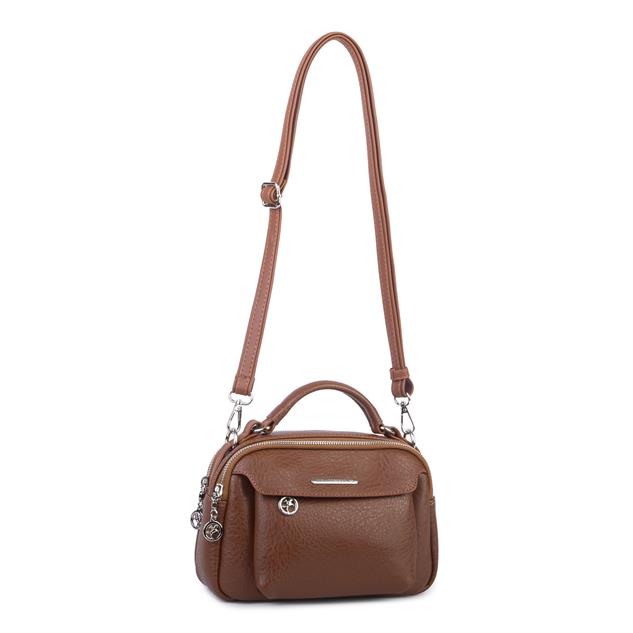 Nas Bag Kadın Çok Gözlü Mini El ve Çapraz Çanta Taba Victoria