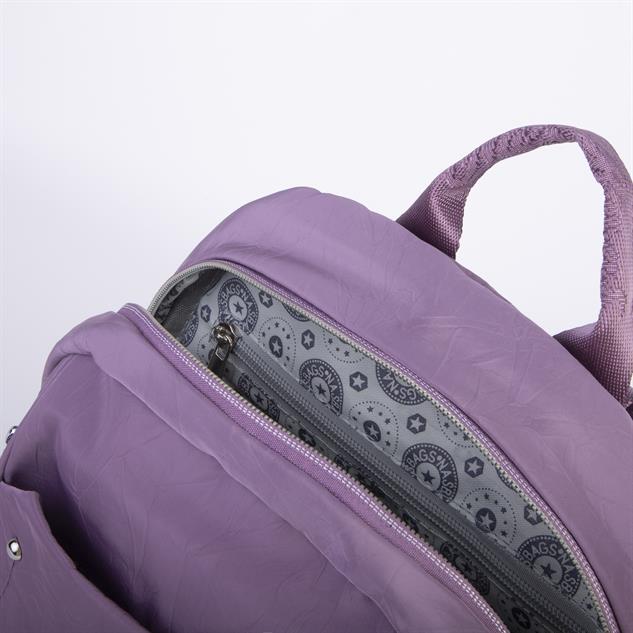 Nas Bag Kadın Çok Gözlü Su Geçirmez Hafif Sırt Çantası Mor