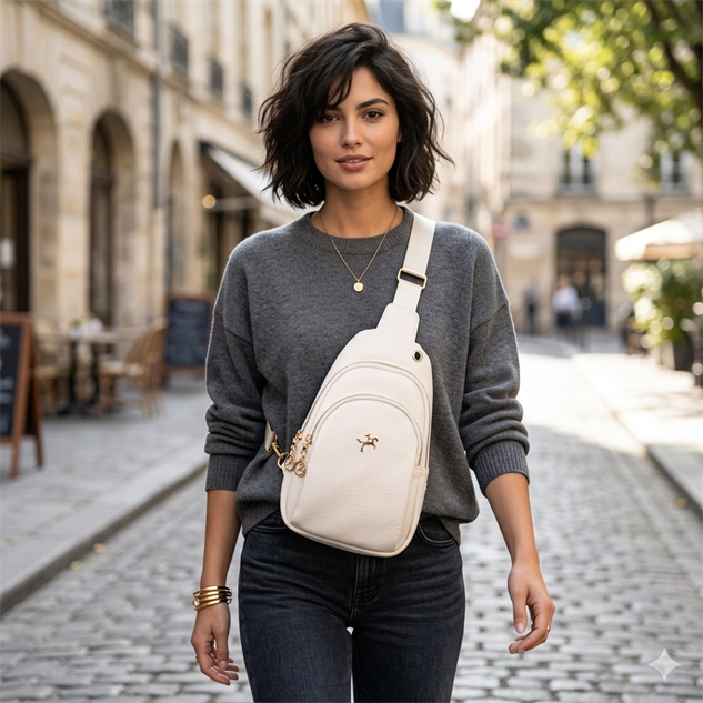 Nas Bag Kadın Crossbody Bag Bel ve Body Bag Krem Victoria