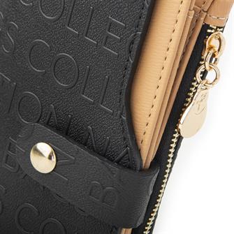 Nas Bag Kadın Dikey Cüzdan Siyah Camel Gofraj
