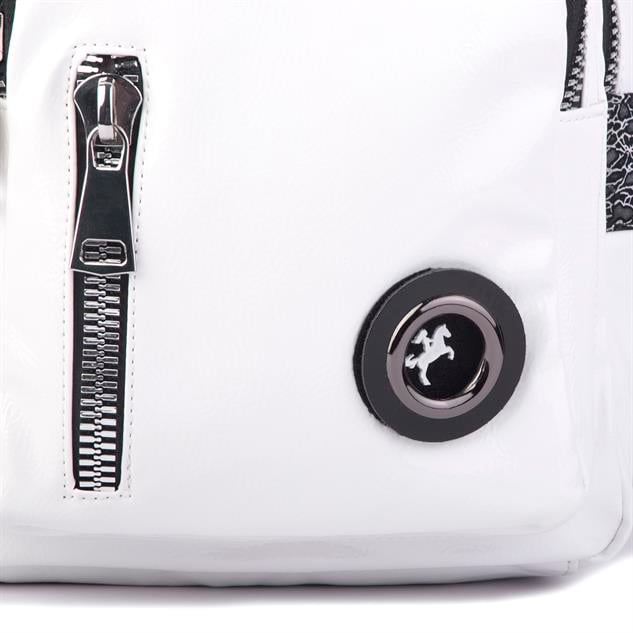 Nas Bag Kadın Dönüştürülebilir Sırt ve Omuz Çantası Şık Geniş Fermuarlı Çanta (24x31x14 cm) Beyaz  Krsk Rugan