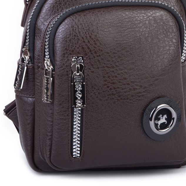Nas Bag Kadın Dönüştürülebilir Sırt ve Omuz Çantası Şık Geniş Fermuarlı Çanta (24x31x14 cm) Kahve Victoria