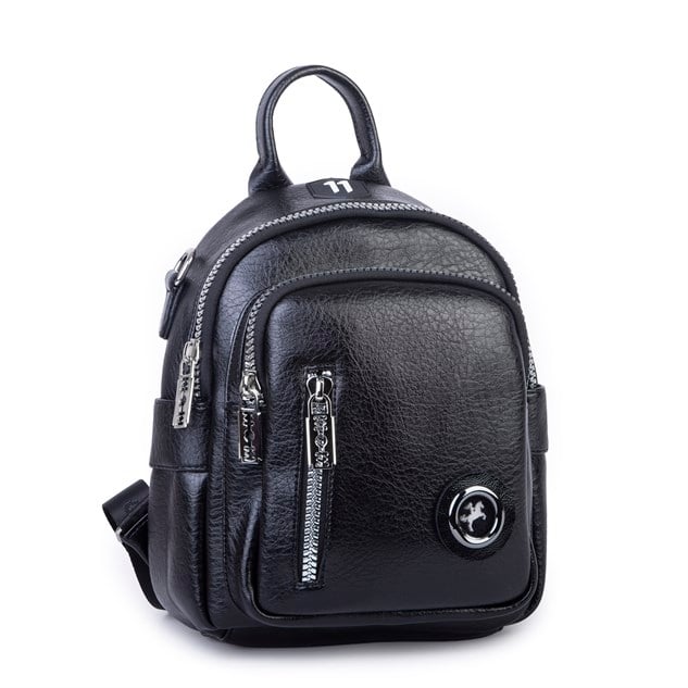 Nas Bag Kadın Dönüştürülebilir Sırt ve Omuz Çantası Şık Geniş Fermuarlı Çanta (24x31x14 cm) Siyah Victoria