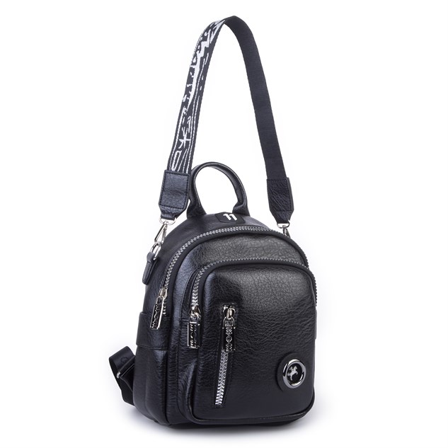 Nas Bag Kadın Dönüştürülebilir Sırt ve Omuz Çantası Şık Geniş Fermuarlı Çanta (24x31x14 cm) Siyah Victoria