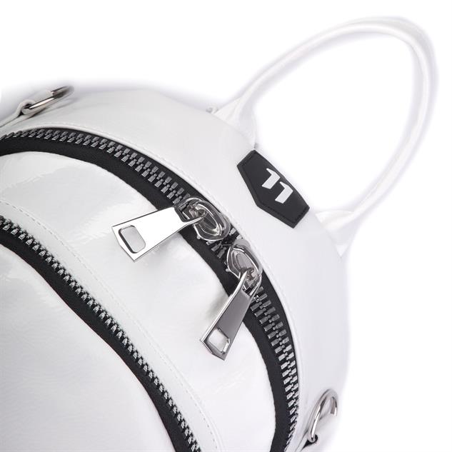 Nas Bag Kadın Dönüştürülebilir Sırt ve Omuz Çantası Şık Geniş Fermuarlı Çanta (24x31x14 cm) Beyaz  Krsk Rugan